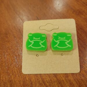Sleepy Green Frog Earrings