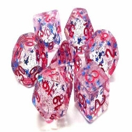 Old School Dice & Accessories Poly Set Blue Stars w/Red (7)