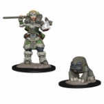 WizKids Wardlings RPG Figures: Girl Druid & Stone Creature