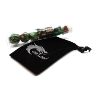 Old School Dice & Accessories Poly Set Path of Roses w/Gold (7)