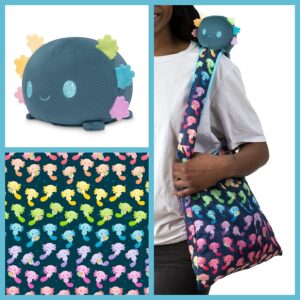 Plushie Tote Bag - Blue Rainbow Axolotl